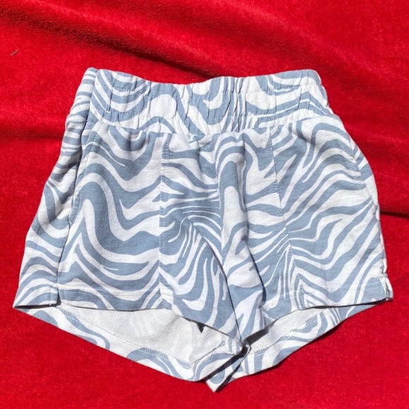 Insel Town Blue Wave‎ Print Shorts Elastic Waist Casual Cute XS - Picture 1 of 3